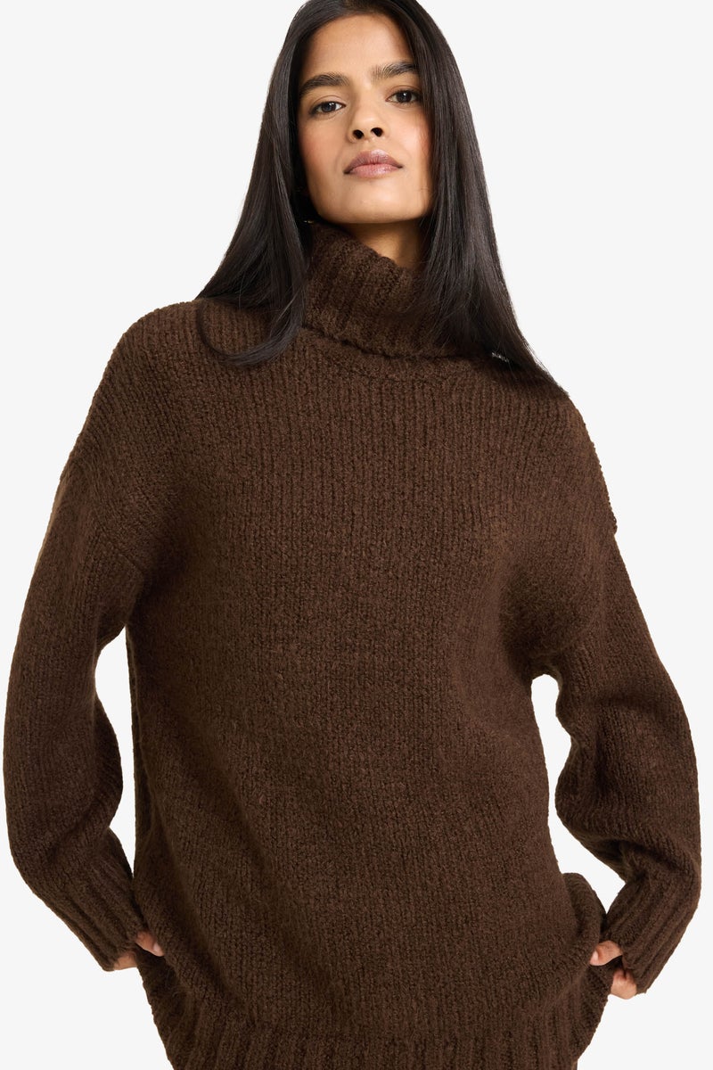 DeFacto Brown Woman Oversize Turtleneck Pullover Casual - Image 1